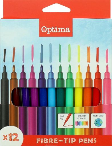 Флумастри Optima, 12 цвята