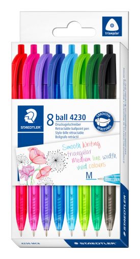 Химикалка Staedtler 423 триъг, с мех, оп.8, асорти