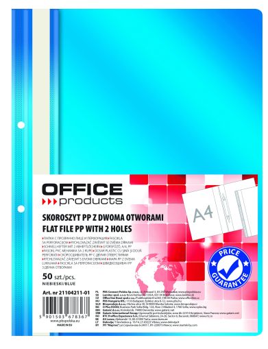 Папка Office Products с прозрачно лице с перф, светло синя