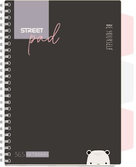 Тетрадка Street Pad, А5, спирала, PP, 100 листа, малки квадратчета, colourful