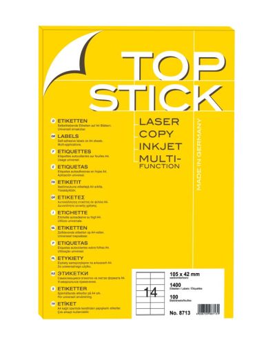 Етикети TopStick 8706, 70х37mm, 100 листа. (2400 броя)