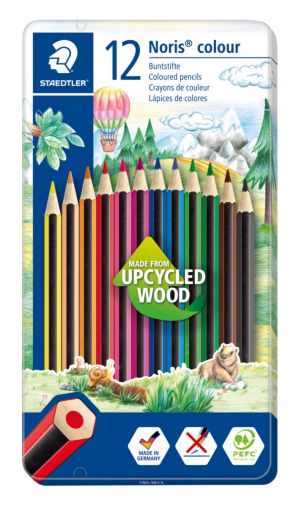Цветни моливи Staedtler Noris Colour 185, 12 цвята в метална кутия