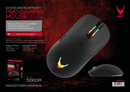 Безжична гейминг мишка Varr, черна