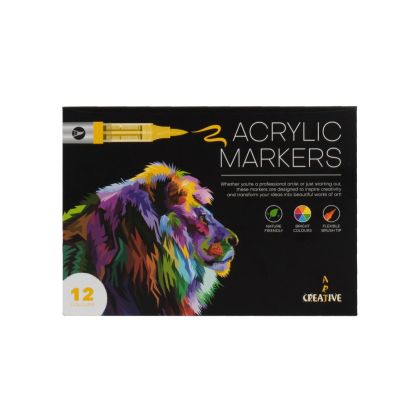 Акрилни маркери Creative Art, 12 цвята в кутия