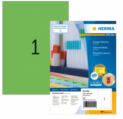 Етикети Herma Superprint 297х210mm,100 листа,100 броя,зеле