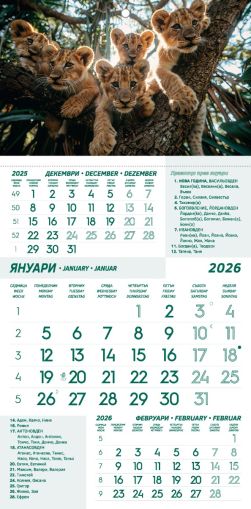 Стенен работен календар РК Комфорт, 1 секц, зелен