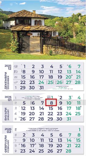 Стенен работен календар РК 313 с цветна глава, асорти