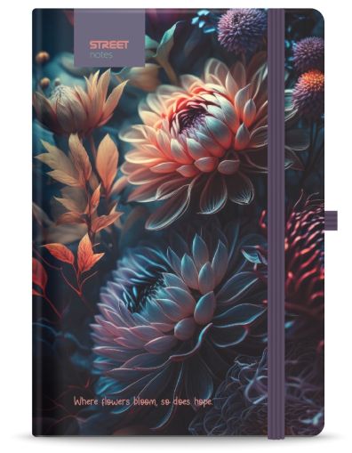 Бележник с ластик A6 Street, твърда корица, 96 листа, BLOSSOM