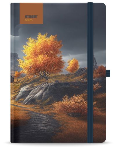 Бележник с ластик A6 Street,  твърда корица, 96 листа, SERENITY