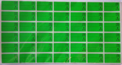 Етикети 17х30 mm,30л.,1260 бр,лв/евро, зелен