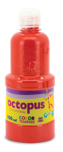 Темперна боя Octopus, 500 мл в бутилка, червена