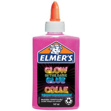 Течно лепило Elmer's Glow Glue, 147 ml, розов