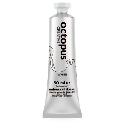 Темперна боя Octopus, в тубичка 50 ml, бяла