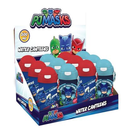 Бутилка за вода със сламка, PP, 500ml, PJ Masks