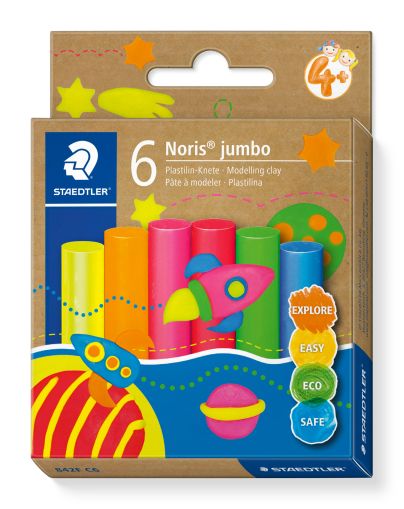 Пластилин Staedtler Noris Jumbo, 6 цв., неон. цв.