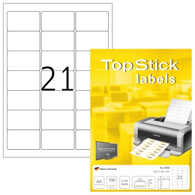 Етикети TopStick 8699, 63.5х38.1mm, 100л. (2100бр)