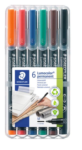 Комплет маркери Staedtler Lumocolor 317 OHP M, 6 цвята