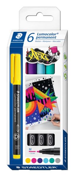 Комплект маркери Staedtler Lumocolor 317 OHP M, 6 цвята