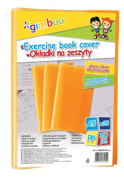 Подвързия за тетрадка Gimboo А5, 150 микрона, оранжев