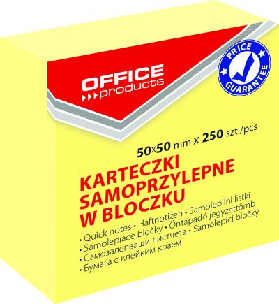 Куб Office Products самоз.лист. 50х50, 250л, жълти