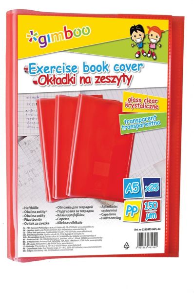 Подвързия за тетрадка Gimboo А5, 150 микрона, червен