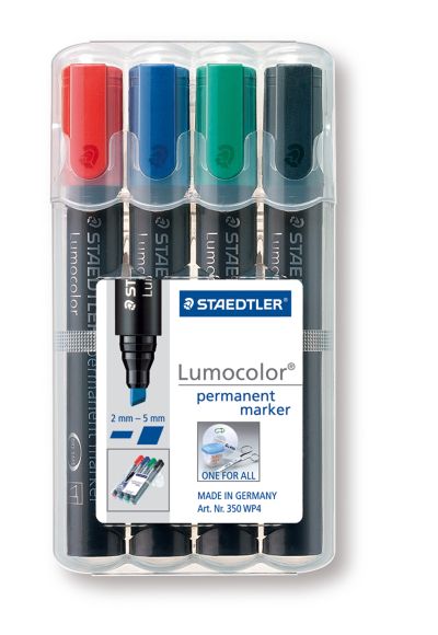 Комплект Маркери Staedtler Lumocolor 350,перм,скосен в 4цв