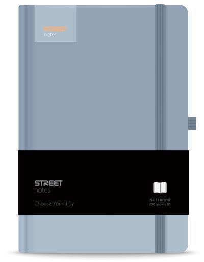 Бележник с ластик B5 Street, твърда корица, 96 листа, BLUE