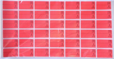 Етикети 17х30 mm,30л.,1260 бр,лв/евро, червен