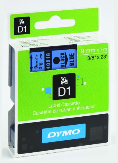 Етикети Dymo D1 Standard,9mmх7m,чер текст/син фон