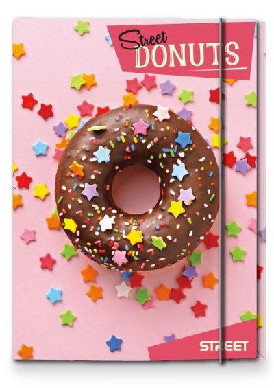 Папка с ластик STREET Donuts A4, асорти