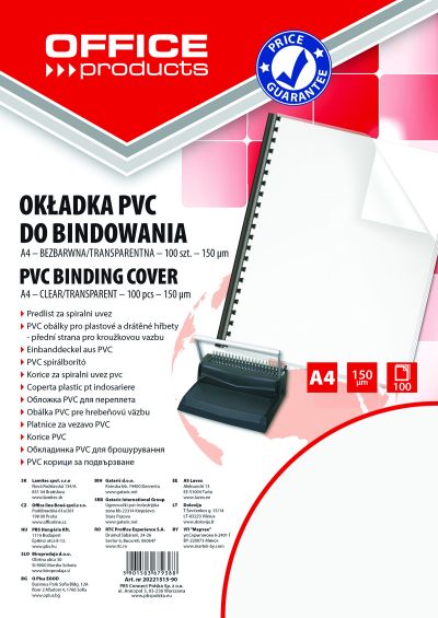 Корица за подвързване, OP, PVC, А4 150микрона опаковка 100, прозр