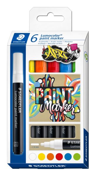 Комплект маркери Staedtler Lumocolor Paint 349,акрилни,6 цвята