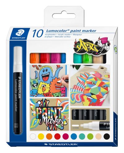 Комплект маркери Staedtler Lumocolor Paint 349,акрилни,10цвята