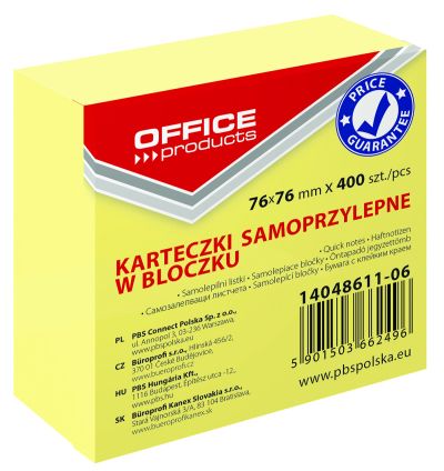 Куб Office Products самоз.лист. 76х76, 400л, жълти