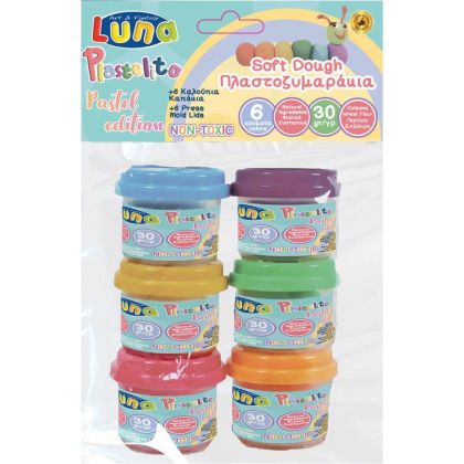 Комплект Luna тесто за моделиране, 6 цвята x 30g, ПАСТЕЛНИ