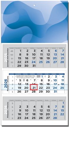 Стенен работен календар Финес 3, 3 секции, син