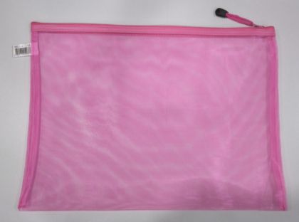 Папка с цип В4, мрежа, розова