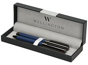 Комплект Wellington Stamford, Химикалка и ролер, син