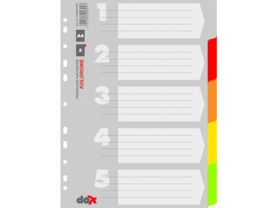 Разделители Office Products А4, картон, 5 цвята