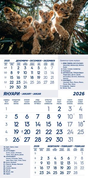 Стенен работен календар РК Комфорт, 1 секц, син