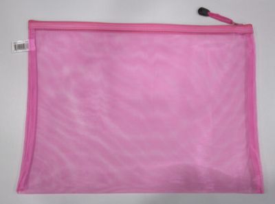 Папка с цип В4, мрежа, розова