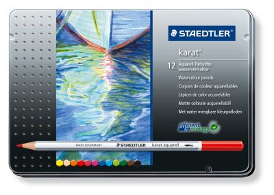 Цветни моливи Staedtler Karat, 12 бр в метална  кутия