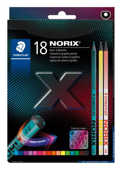 Цветни моливи Staedtler Norix 186, 16 цв + 2 графитни моливи