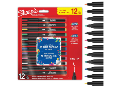 Комплект маркери Sharpie Acrylic Fine 1mm,12 стандртни цвята