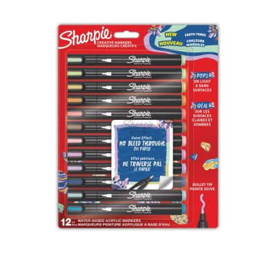Комплект маркери Sharpie Acrylic,12 цвята, блистер,земни цветове