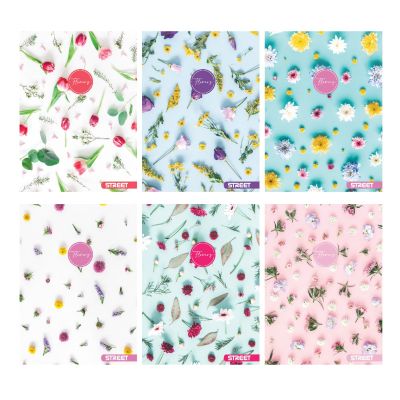 Тетрадка с телчета А5, 60 листа, широки редове, БГ, Flowers