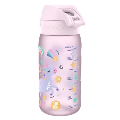 Бутилка за вода Ion8 Print, Recyclon, 350 ml, еднорози
