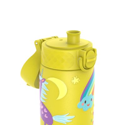 Бутилка за вода Ion8 Print, метална, 600ml, ЕДНОРОЗИ ЖЪЛТИ