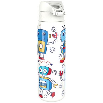 Бутилка за вода Ion8 Print, метална, 600ml, РОБОТИ