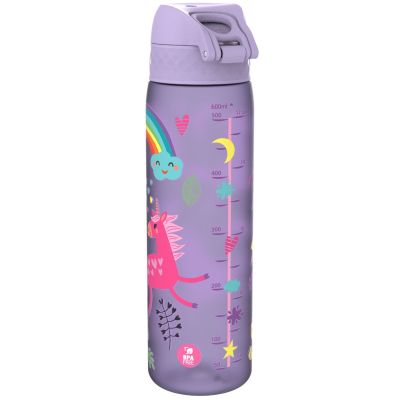 Бутилка за вода Ion8 Print, рециклирана пластмаса, 500ml, ЕДНОРОЗИ ЛИЛАВИ